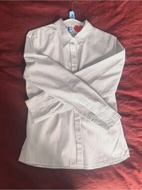 Aritzia BabatonStriped White/Grey Womens Dress Shirt - Classic Poplin Shirt